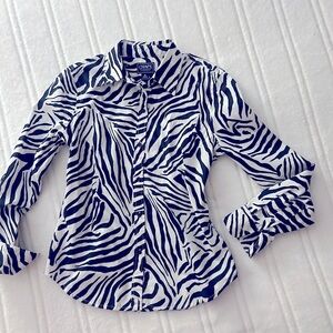 Chaps Zebra Print Long Sleeve Button Down Shirt Sz M​​​